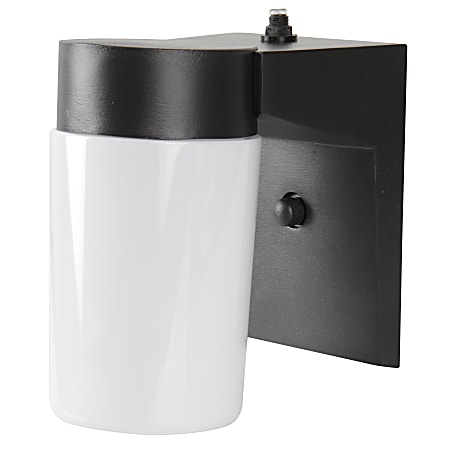 Luminance LED Cylinder Porch Fixture With Photocell, 9 Watts, 4000K/Cool White, 850 Lumen, Black/White Acrylic Lens
