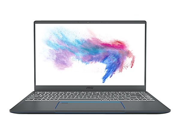 MSI Prestige 14 A10SC A10SC-021 14" Gaming Notebook - 3840 x 2160 - Intel Core i7 i7-10710U 1.10 GHz - 16 GB RAM - 1 TB SSD - Gray with Blue Diamond Cut - Windows 10 Pro - NVIDIA GeForce GTX 1650 Max-Q with 4 GB - 10 Hour Battery
