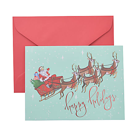 Garner™ Studios Holiday Boxed Cards, 5" x 7", Sleigh, Box Of 20 Cards