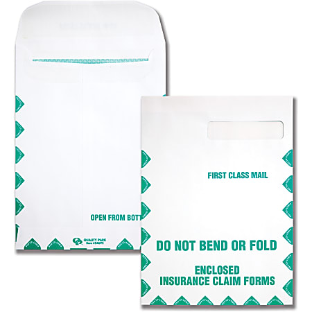 Quality Park&reg; #10 Redi-Seal&trade; Medical Claim Business Envelopes, Top Right Window, Gummed Seal, White, Box Of 100