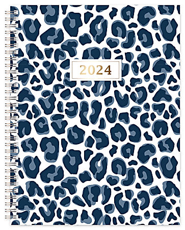 2024 Office Depot® Brand Weekly/Monthly Planner, 8-1/2" x 11”, Blue Floral, January To December 2024 