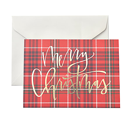 Gartner™ Studios Holiday Boxed Cards, 5" x 7", Plaid, Box Of 20 Cards