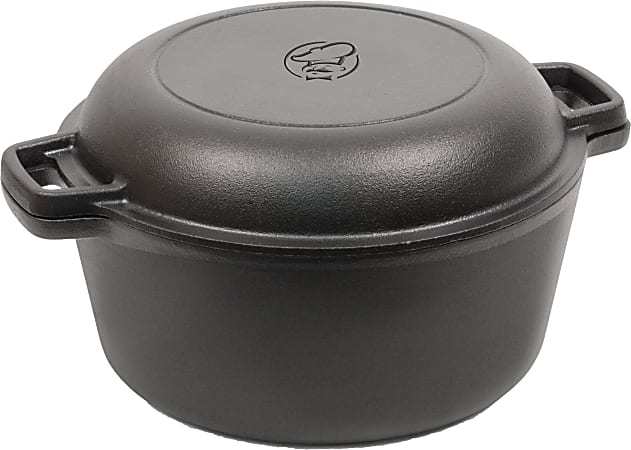 Commercial Chef 5-Quart Cast Iron Skillet/Pot Combo, Black