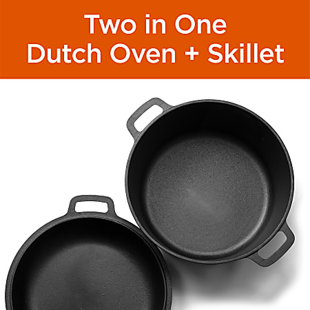 Commercial Chef 5 Quart Cast Iron Dutch Oven Black - Office Depot
