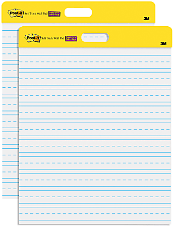 Post-it® Self Stick Wall Pad, 20 in x 23 in, 1 Pad, 20 Sheets/Pad, Primary Ruled, Great for Virtual Teachers and Students, White