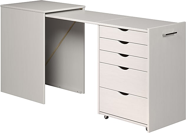 Trendfurn Volterra 22-1/5"W Extendable Desk, White