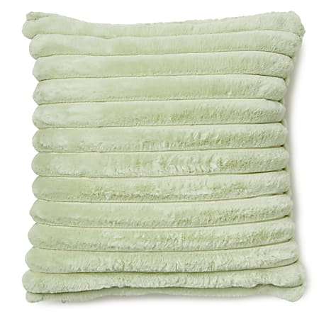 Dormify Jamie Plush Polyester Ribbed Square Pillow, 18″ x 18″, Sage Green