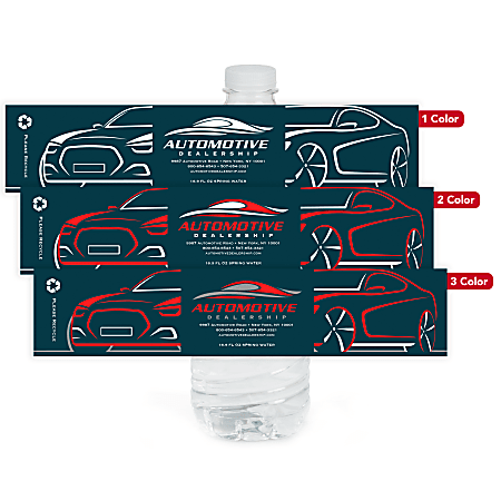 Custom Printed 1, 2 or 3 Color Water Bottle Labels, Rectangle, 1-3/4” x 8-1/4”, Box Of 250 Labels