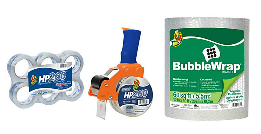 Duck® Brand Heavy-Duty Packaging Tape Bundle, 1-7/8” x 60 Yd, Clear, Pack Of 6 Rolls