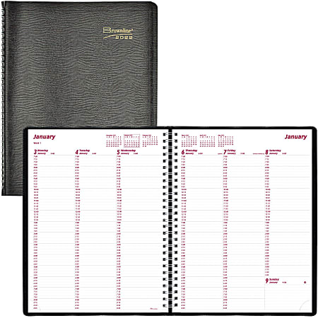 Brownline Soft Cover Twin-wire Weekly Planner - Julian Dates - Weekly - 1 Year - January 2022 till December 2022 - 7:00 AM to 8:45 PM - Quarter-hourly, 7:00 AM to 5:45 PM - Quarter-hourly