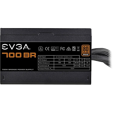 EVGA 700BR Power Supply - Internal - 120 V AC, 230 V AC Input - 5 V DC, 12 V DC, 3.3 V DC Output - 700 W - 1 +12V Rails - 1 Fan(s) - ATI CrossFire Supported - NVIDIA SLI Supported - 85% Efficiency