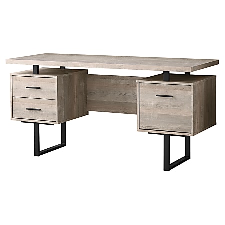 Monarch Specialties 60&quot;W Floating-Top Computer Desk, Black/Taupe