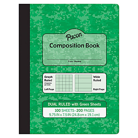 Pacon® Wide-Ruled Composition Book, 9 7/8" x 7 1/2", Quadrille Ruled, Green, Pack Of 24