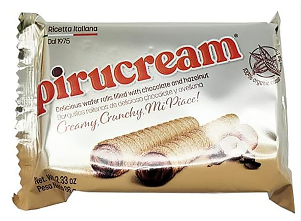 Pirucream Chocolate Hazelnut Filled Cookie Rolls, Case Of 48 Packs