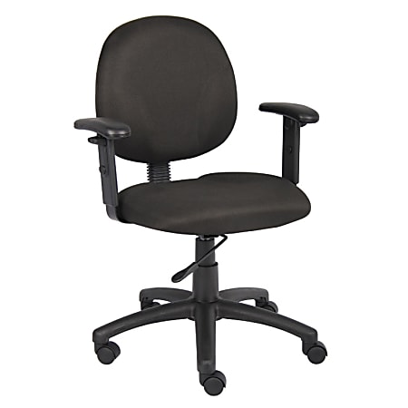 Boss Office Products Diamond Ergonomic Fabric Mid-Back Task Chair With Adjustable Arms, Black