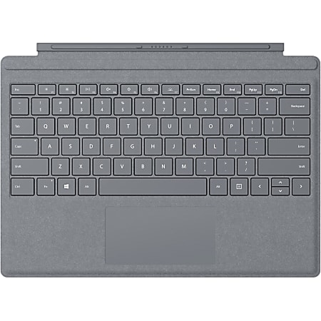Microsoft Signature Type Cover Keyboard/Cover Case Microsoft Surface Pro 3, Surface Pro 4, Surface Pro 6, Surface Pro, Surface Pro 7 Tablet - Platinum - Spill Resistant, Stain Resistant - Alcantara - 8.5" Height x 11.6" Width x 0.2" Depth