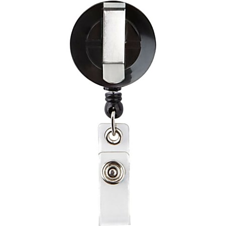 Heavy Duty Black Retractable ID Badge Reel with Strap Clip - Pack of 50