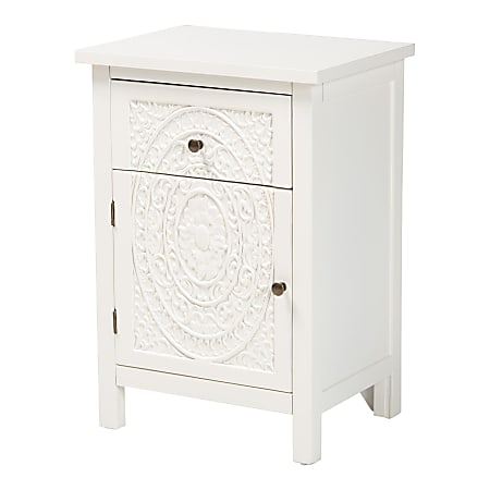 Baxton Studio Lambert 1-Drawer Nightstand, 25-5/8"H x 17-3/4"W x 13-3/8"D, White