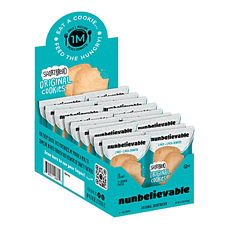 Nunbelievable Original Shortbread Cookies, 1.3 Oz, Box Of 18 Packs