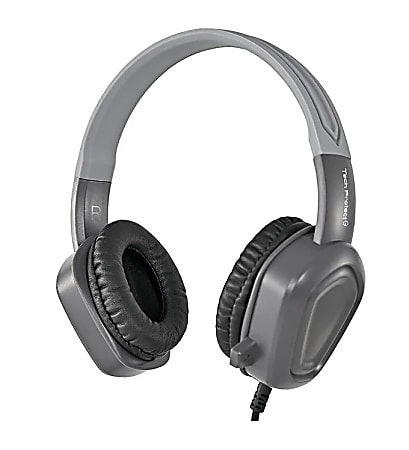 Techprotectus USB Noise Cancelling Headset, With Mic, 3.5mm Connector, Gray, TP-H16-3.5in