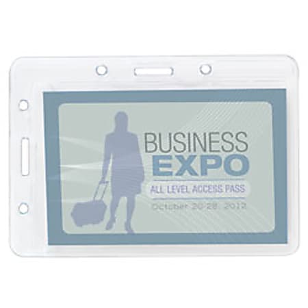 Office Depot&reg; Brand Plastic Convertible Badge Holders, 3 1/2" x 2 1/2", Clear, Pack Of 6