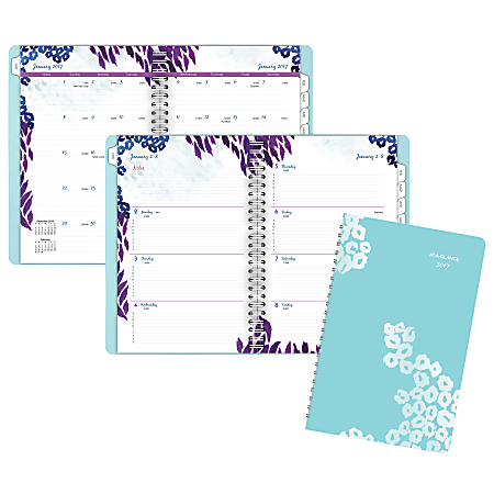 AT-A-GLANCE® Fashion Weekly/Monthly Planner, 5 1/2" x 8 1/2", 30% Recycled, Wild Wash, January 2017 to January 2018