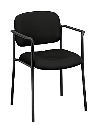 HON® Scatter Stacking Guest Chair, Fixed Arms, Fabric, Black