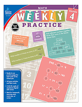 Carson-Dellosa™ Math Weekly Practice Workbook, Grade 4