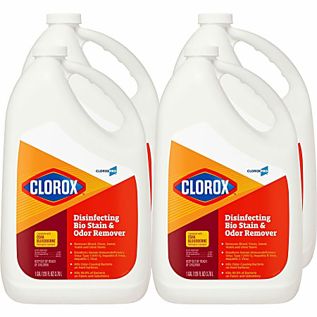 CloroxPro Disinfecting Bio Stain & Odor Remover Refill - 128 fl oz (4 quart) - 4 / Carton - Translucent