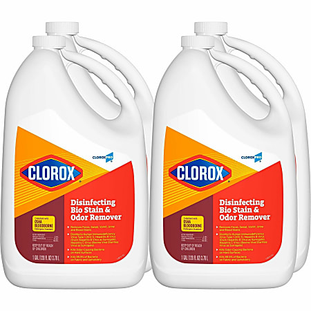 CloroxPro Disinfecting Bio Stain & Odor Remover Refill - 128 fl oz (4 quart) - 4 / Carton - Translucent