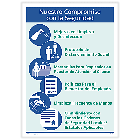 ComplyRight™ Corona Virus And Health Safety Poster, Our Commitment To Safety, Spanish, 10" x 14"