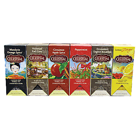 Celestial Seasonings® Assorted Teas, 2 Oz, 25 Per Box, Carton Of 6 Boxes