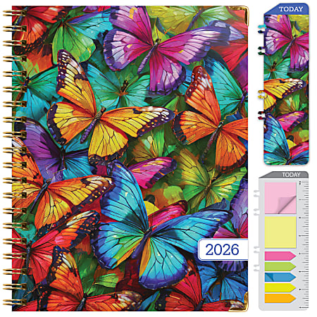 2026 Excello Brands Hardcover Fashion Daily/Weekly/Monthly Planner, 8.5" x 11", Colorful Butterflies, Nov 2025-Dec 2026 (FSHN-CY26-8511-58)