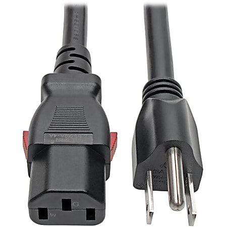 Eaton Tripp Lite Series Computer Power Cord, NEMA 5-15P to Locking C13 - Heavy-Duty, 15A, 125V, 14 AWG, 3 ft. (0.91 m), Black - P007L03