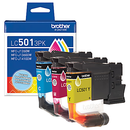 Brother LC5013PK Standard Yield Cyan, Magenta, and Yellow Ink Cartridges