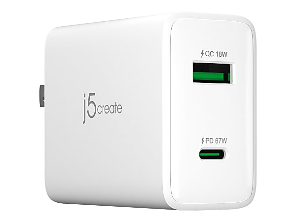 j5create 67W GaN USB C 2 Port Charger White JUP2367 - Office Depot 