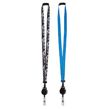 Office Depot® Brand Fashion Lanyard With Badge Reel And Breakaway Clasp, Assorted Colors (No Color Choice)
