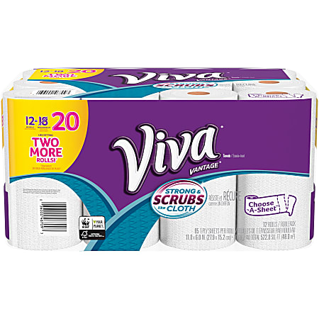 Viva Vantage Choose-a-sheet Towels - 1 Ply - White - Durable, Strong, Absorbent - For Multipurpose - 12 / Pack