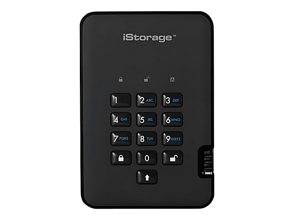 iStorage diskAshur² - Hard drive - encrypted - 2 TB - external (portable) - USB 3.1 Gen 1 - 5400 rpm - buffer: 8 MB - 256-bit AES, FIPS 197 - phantom black - TAA Compliant