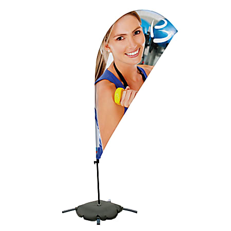 Custom Full-Color 6.5' Teardrop Sail Sign Flag With Cross Base & Water Ballast, Printed 1-Side