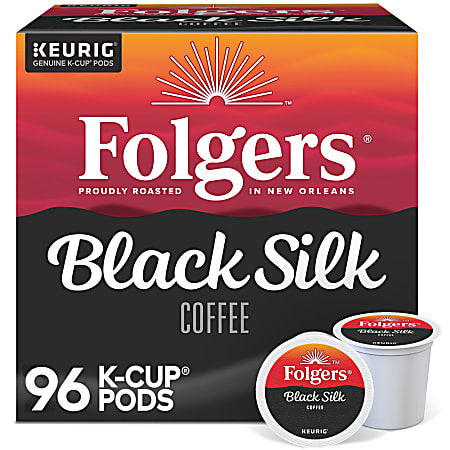 Folgers Black Silk Coffee Keurig Single Serve K-Cup Pods, Dark Roast, 24 Pods Per Pack, Case Of 4 Packs