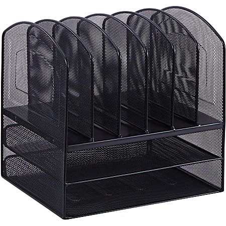 Lorell Steel Horizontal Vertical Mesh Desk Organizer Black