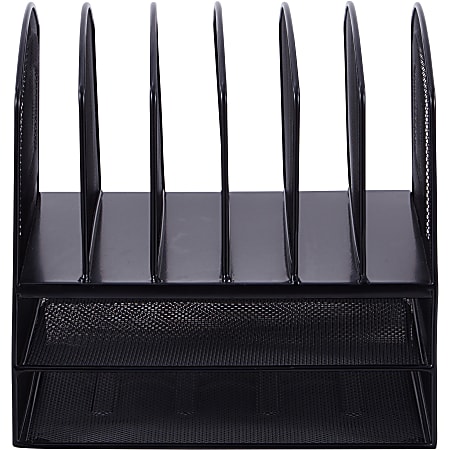 Lorell Steel Horizontal Vertical Mesh Desk Organizer Black