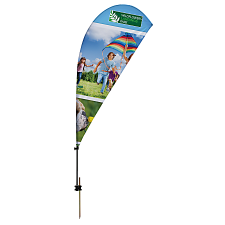 Custom Full-Color 9.5' Teardrop Sail Sign Flag With Ground Spike, Printed 1-Side