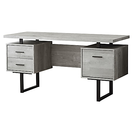 Monarch Specialties 60"W Floating-Top Computer Desk, Black/Gray