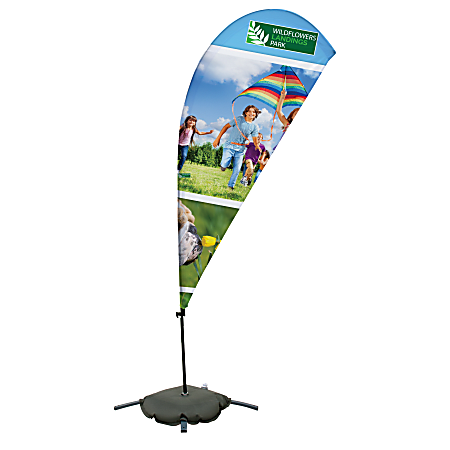 Custom Full-Color 10' Teardrop Sail Sign Flag With Cross Base & Water Ballast, Printed 1-Side