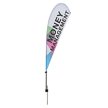 Custom Full-Color 13.5' Teardrop Sail Sign Flag With Ground Spike, Printed 1-Side