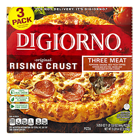 DiGiorno Rising Crust Frozen Pizzas, 3 Meat, 29.9 Oz, Pack Of 3 Pizzas
