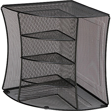 Lorell® Steel Mesh Corner Desktop Organizer, 6-Compartment, Black