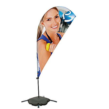 Custom Full-Color 7' Teardrop Sail Sign Flag With Cross Base &amp; Water Ballast, 2-Sided